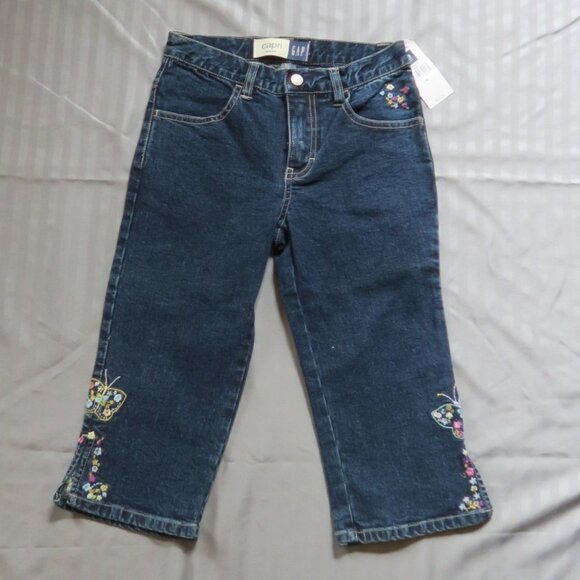 GapKids Girls Denim Jacket/Capri Butterflies & Flowers Outfit Sz 5/6 & 6 NWT - Picture 10 of 16